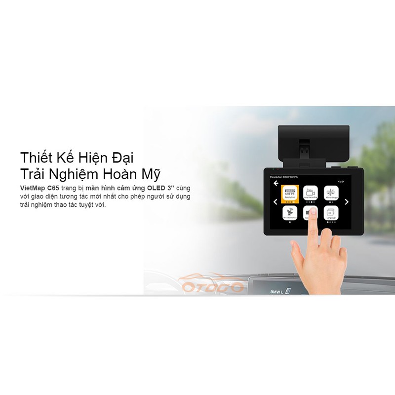 Camera Hành Trình VietMap C65 Chính Hãng , Ghi Hình Trước Và Sau Xe Cao Cấp , VIỆT MAP C65