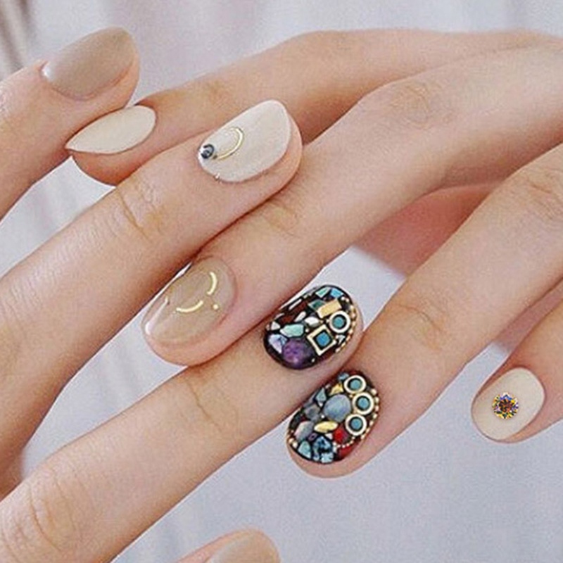 Hộp Đá Nhiều Màu Lấp Lánh Trang Trí Móng Tay