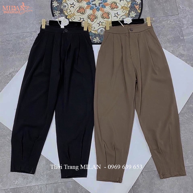Quần tây nữ lưng thun chun cao co giãn bo gấu cá tính dáng quần baggy nữ bo gấu cạp cao khóa kéo công sở học sinh đi học
