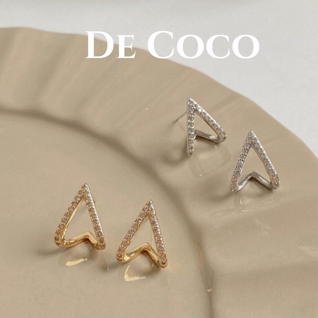 Khuyên tai bông tai tam giác đính đá De Coco