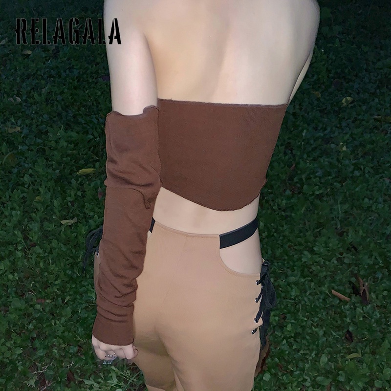 Áo cổ chữ V hở lưng dáng ôm màu tương phản thời trang sành điệu cho nữ | WebRaoVat - webraovat.net.vn