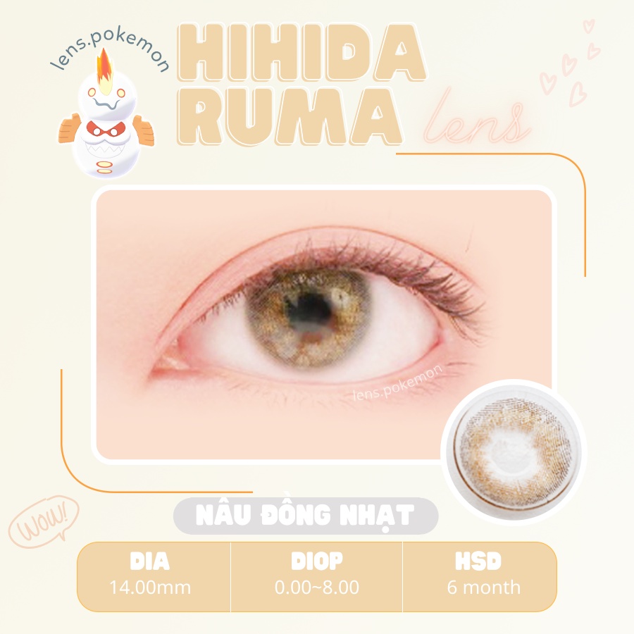 Kính áp tròng silicone hydrogel  giãn nhẹ 14.2mm , màu nâu đồng nhạt HIHIDARUMA - Lens cận made in korea