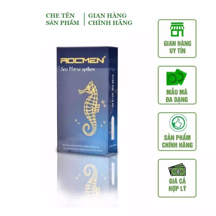 Bao Cao Su Gân Gai Tăng Khoái Cảm 10 chiếc Rocmen Cá ngựa xanh - Chính hãng