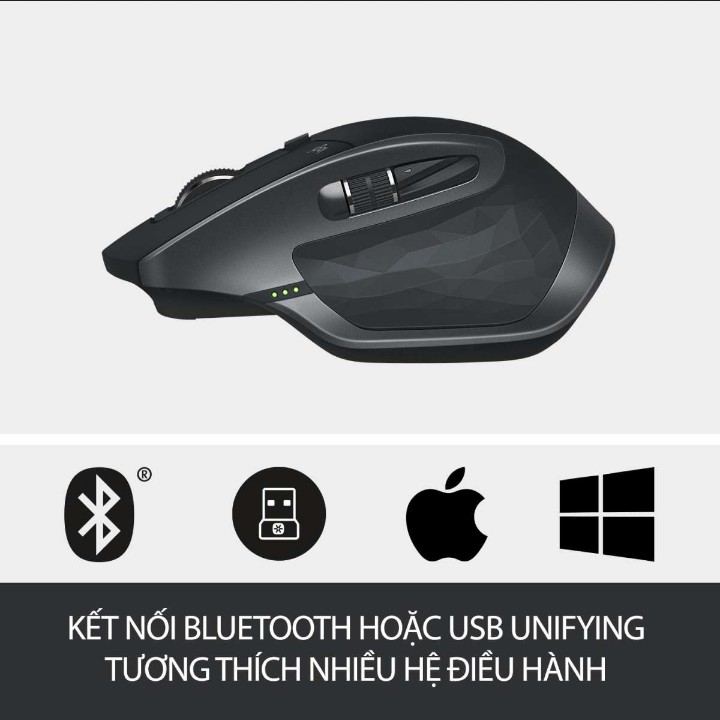 Chuột không dây Logitech MX Master 2S – Sử dụng trên mọi bề mặt, Nút cuộn siêu nhanh, Kiểu dáng công thái học