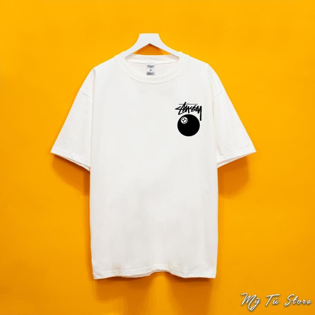 Áo thun tay lỡ  STUSSY 8 nhỏ Mỹ Tú Store  , Áo thun unisex nam nữ form rộng oversize chất liệu Cotton