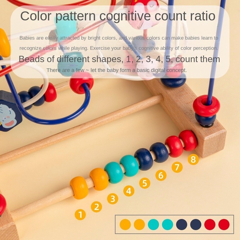 Đồ Chơi Xỏ Hạt Gỗ Hoạt Hình Động Vật Trái Cây Giáo Dục Sớm Cho Bé GYLMY93