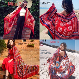 Khăn choàng boho đi biển phong cách vintage