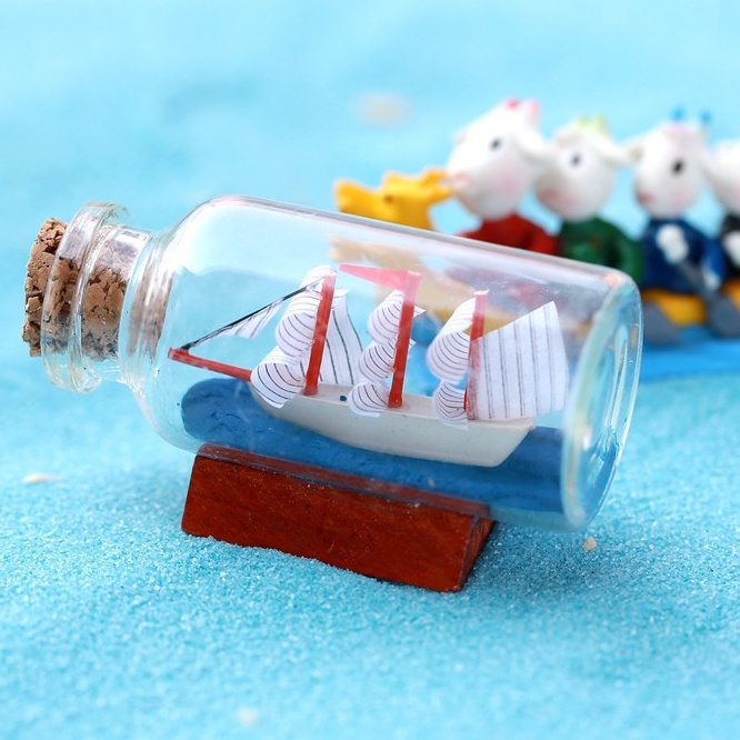 Mô hình thuyền trong chai trang trí tiểu cảnh/terrarium