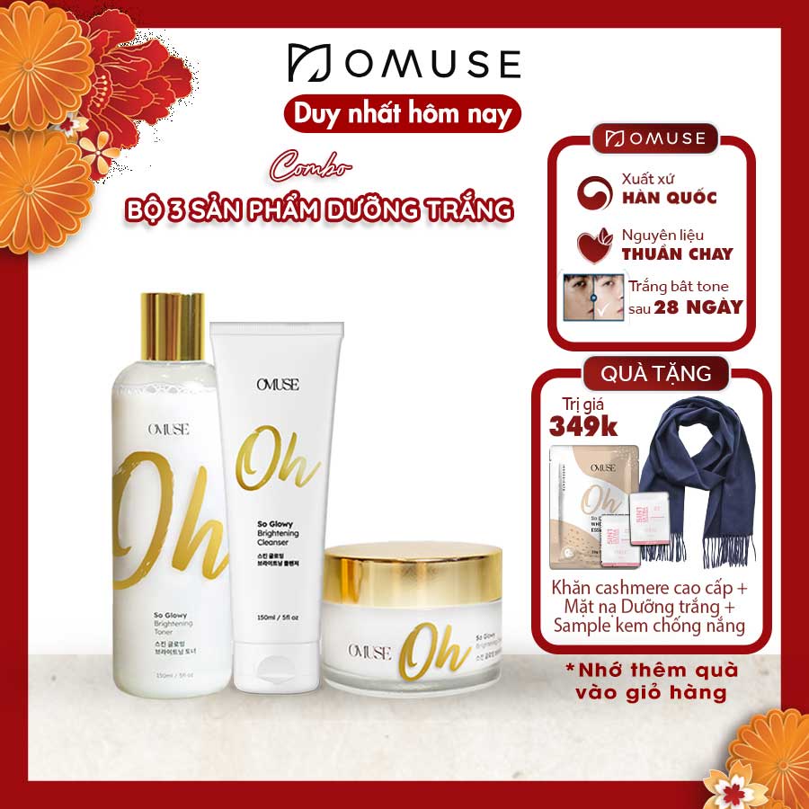 Bộ sản phẩm dưỡng trắng toàn diện OMUSE Oh So Glowy Brightening set