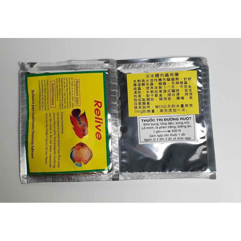 Bột Relive Xử Lý Khi Cá Bị Sình Bụng Phân Trắng -Trị Nấm Trắng Ghẻ - Ký Sinh Cá La hán - Hàng Công Ty