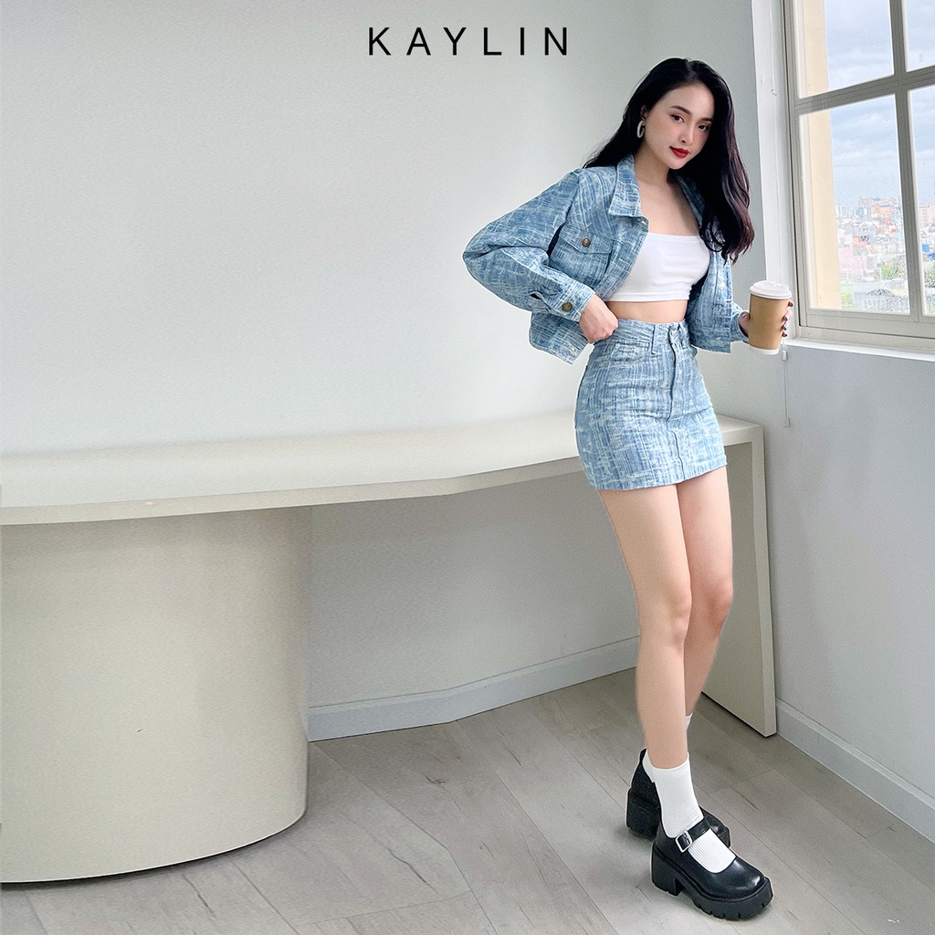 Chân váy jean kẻ N1739 - KAYLIN