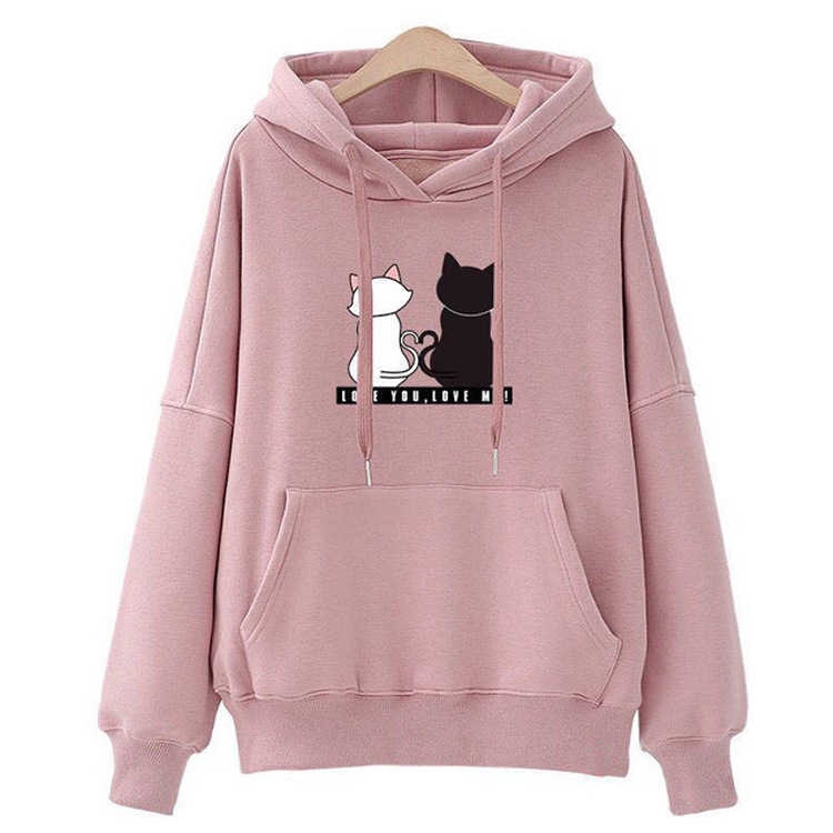 Áo hoodie dáng rộng phối nhung S-2XL thiết kế đơn giản cho nữ sinh | BigBuy360 - bigbuy360.vn