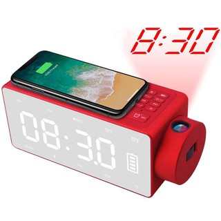 Projection Alarm Clock Bluetooth Speaker With Wireless Charging Diy Ringtone,One