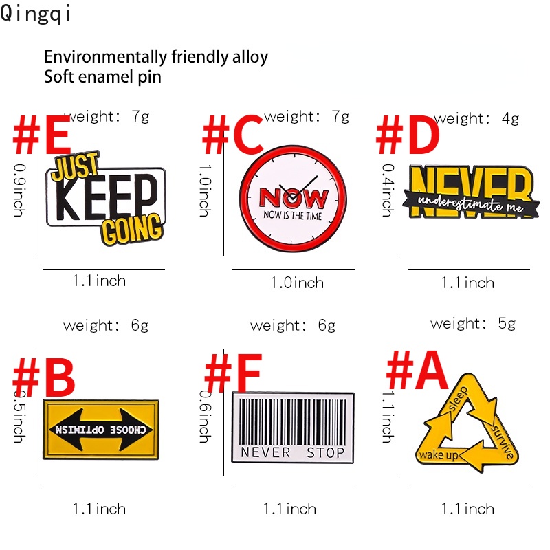 Ghim cài áo Miss Zoe tráng men họa tiết chữ just keep going life độc đáo