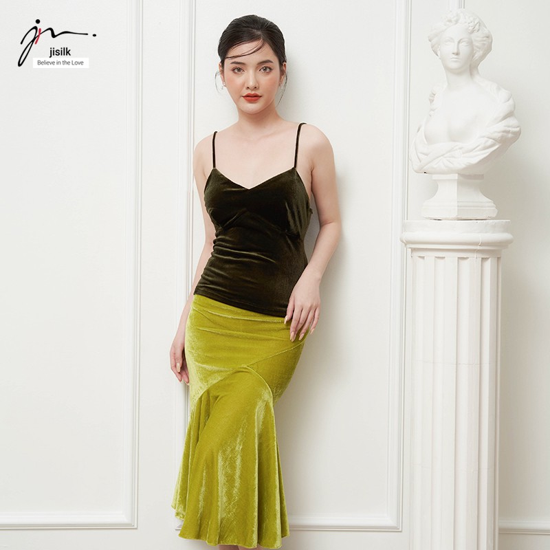 Chân váy đầm đuôi cá nhung thu đông màu đen, ôm body nâng mông thiết kế công sở đi làm đi chơi Queency N.CVD-02 - jisilk | BigBuy360 - bigbuy360.vn