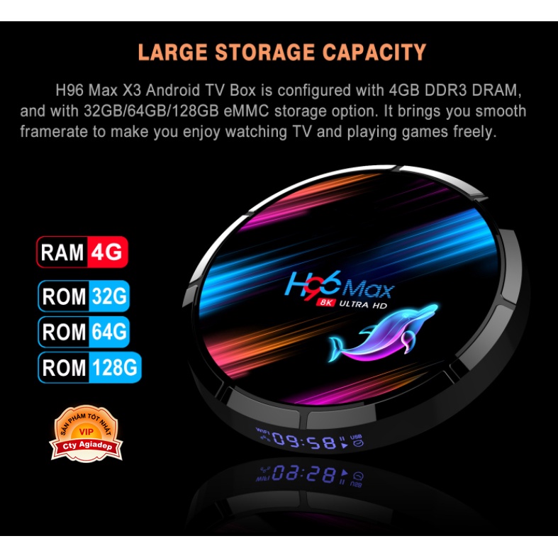 Tvbox H96max tròn 4G 8K + Điều khiển giọng nói Siêu xịn
