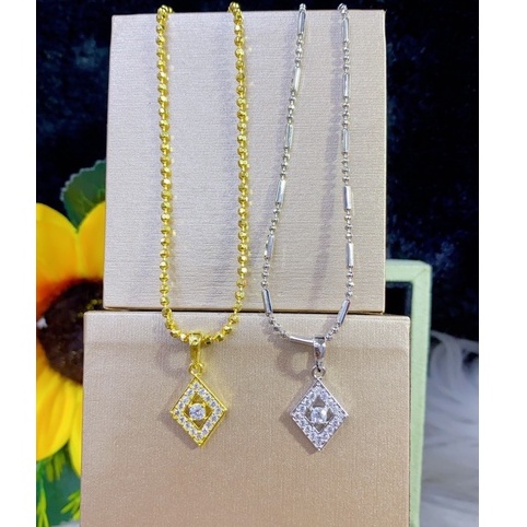 Dây chuyền vàng bạc tam giác đính đá - L96222 Juri Shop - Chất Liệu Lõi Bạc Pha Cao Cấp - Cam Kết Không Đen, Không Dị Ứn