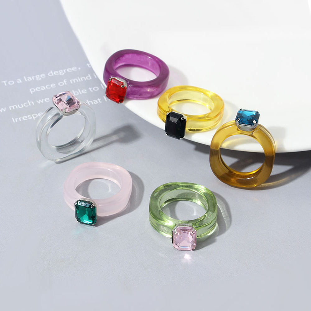 Nhẫn Nhựa Resin Màu Trong Suốt 17 Màu Tùy Chọn Thời Trang Cho Phụ Nữ | BigBuy360 - bigbuy360.vn