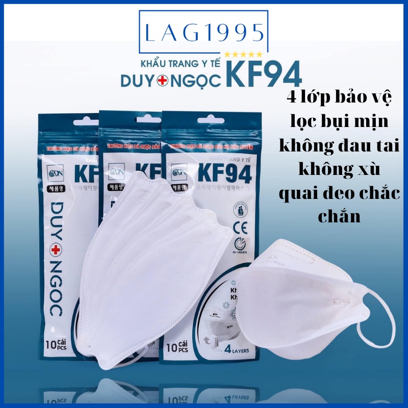 Khẩu trang KF94 Duy ngọc an toàn đạt tiêu chuẩn ôm sát mặt 4 lớp