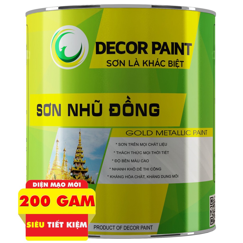 Sơn Nhũ Đồng Decor Paint lon nhỏ 200g siêu tiết kiệm