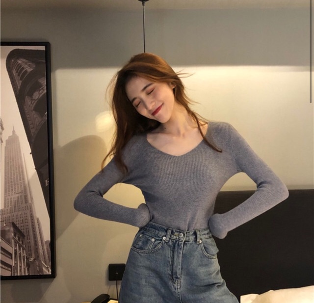 Áo len tăm cổ tim siêu hot A02 | BigBuy360 - bigbuy360.vn