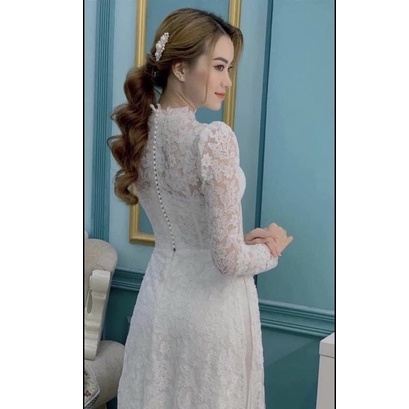 Áo Dài ,Áo Dài Cô Dâu Vải Ren Sang Chảnh Cho Các Cô Dâu