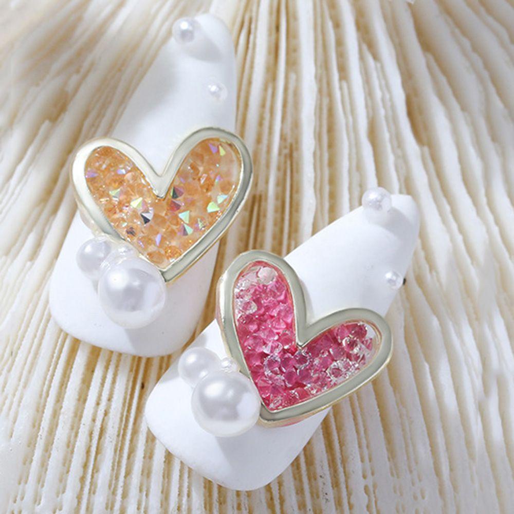 OCEANMAP Đinh Tán Kim Loại Hình Trái Tim / Vuông Dùng Trang Trí Móng Tay