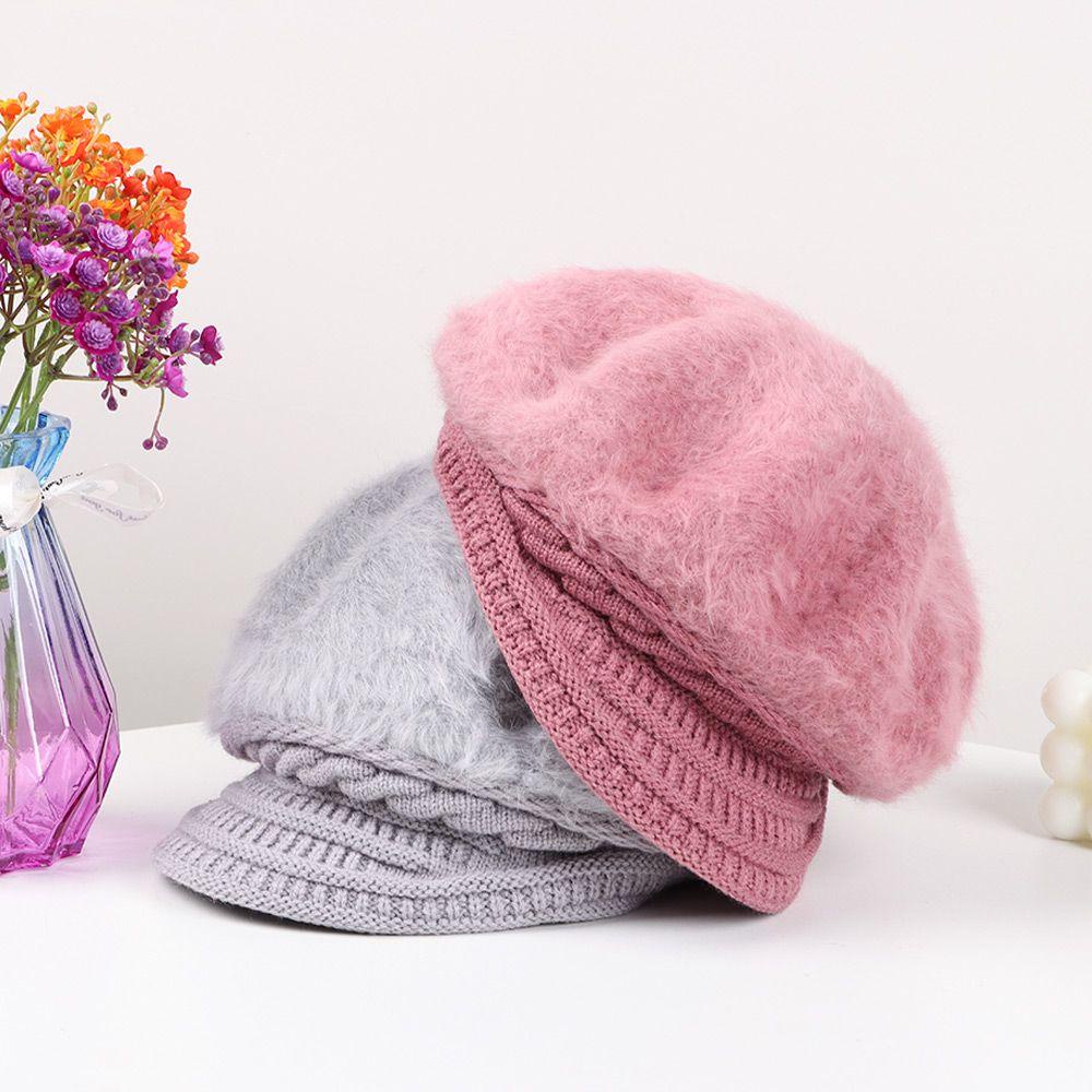 Mũ Beret Dệt Kim Phối Lông Nhung Phong Cách Vintage Dành Cho Nữ