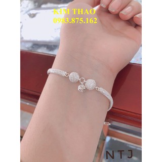 Lắc tay nữ bạc ta - lắc 2 quả cầu bạc