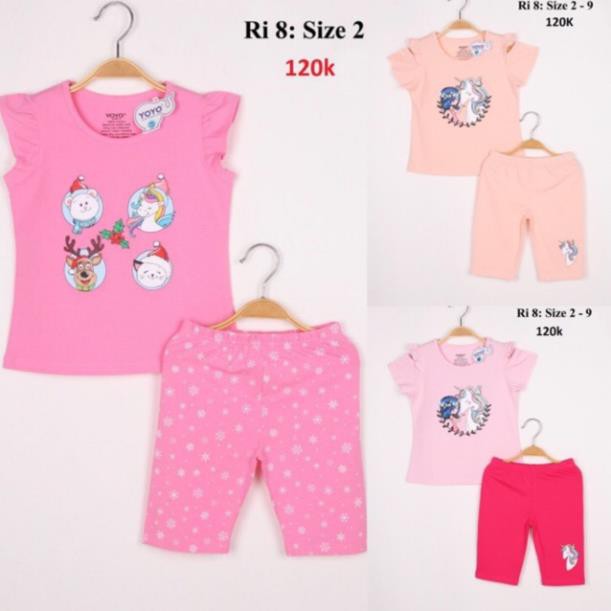 Size 2-9 (9-26kg) ĐỒ BỘ BÉ GÁI THUN LỬNG HIỆU YOYO