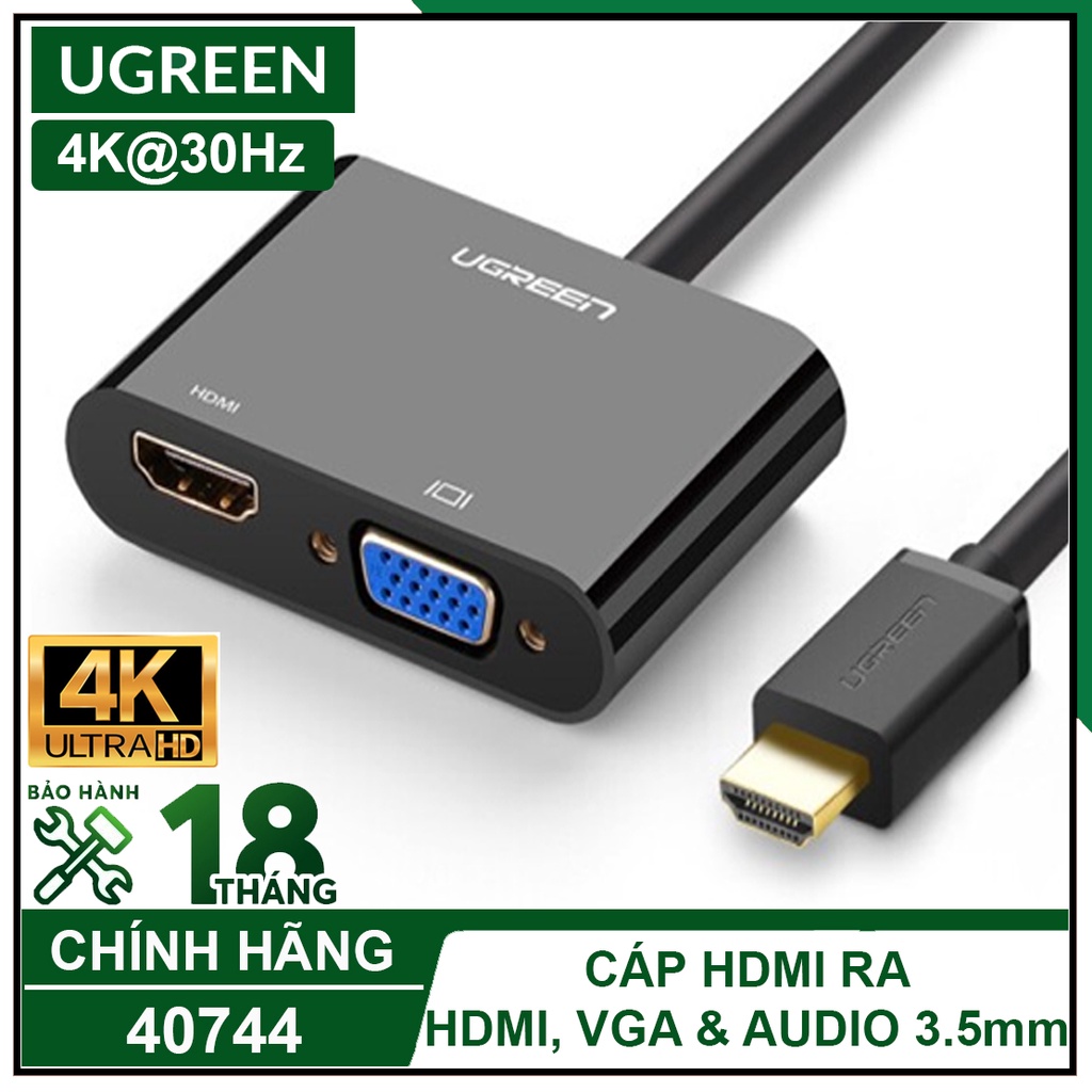 Cáp Chia Hdmi Ra Hdmi, Vga Và Audio 3.5mm Cao Cấp, UGREEN 40744 Chính Hãng