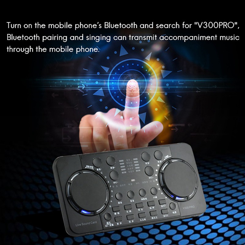 V300 PRO Sound Card 10 Sound Effects Bluetooth Noise Reduction Audio mixers Headset mic Voice Control for Phone PC