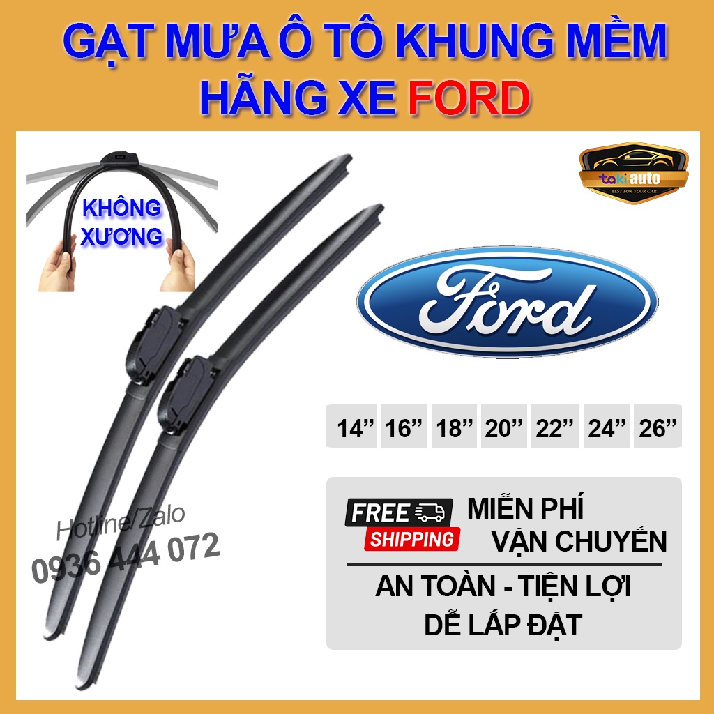 [FORD]Cần gạt nước mưa khung mềm cao cấp ECOSPORT,EVEREST,ESCAPE,RANGER,...thanh gạt kính nước mưa xe ô tô, lưỡi gạt mưa