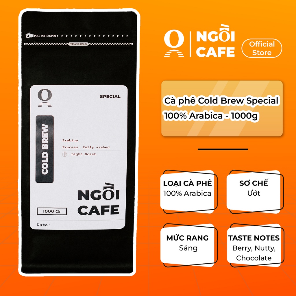 Cà phê COLD BREW Special 100% Arabica Cầu Đất Ngồi Cafe (Dạng hạt và bột xay sẵn)