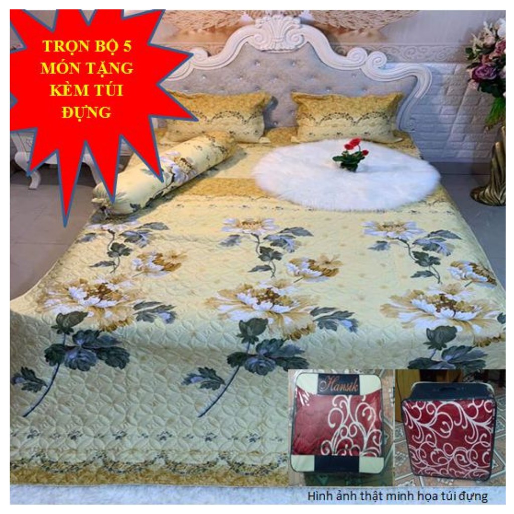 [Nhập mã FSS22FEB ] Phủ trần bông 5 món mẫu hoa cúc 3D tặng kèm túi đựng (nhắn tin shop mẫu bạn chọn)