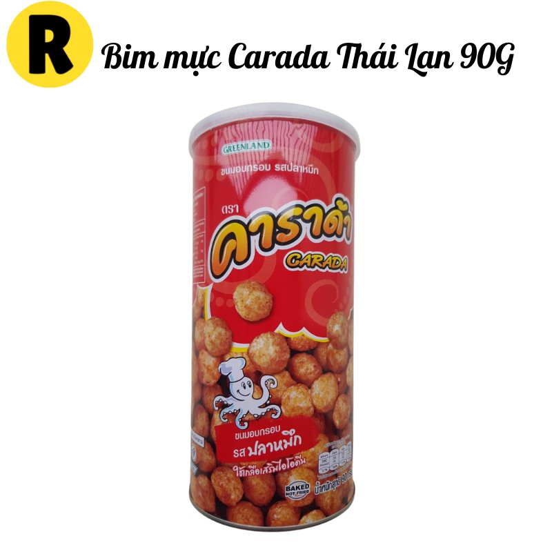 Bimbim mực Carada Thái Lan nhập khẩu chính hãng, lon 90gram, thơm ngon