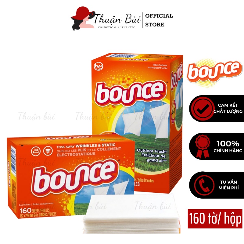 Giấy Thơm Quần Áo BOUNCE MỸ, Giấy Làm Mềm Vải Phẳng Quần Áo Tách Lẻ Từ 5 Tờ