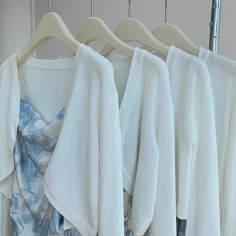 Set áo cardigan+Váy lụa 2 dây cao cấp cổ đổ màu hoa xanh mát ⚡️ANDUSTORE⚡️