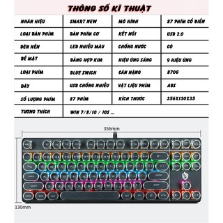 Bàn phím cơ Gaming HJK917 Blue Switch - Chống nước - Có LED - Phong Cách Cổ Điển
