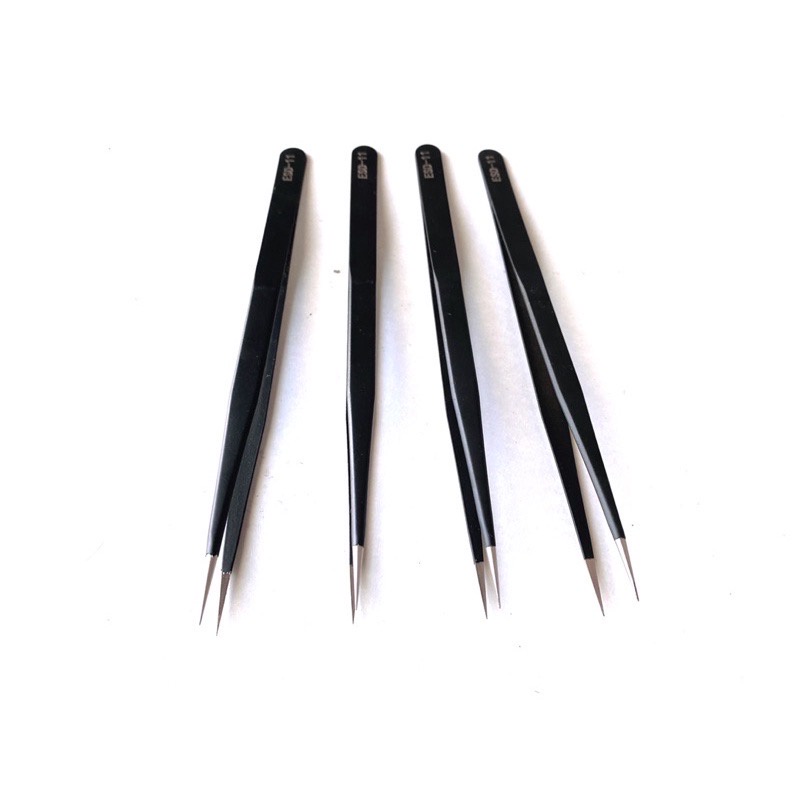 Nhíp Đen Đầu Thẳng Đầu Cong Chuyên Dụng Chất Liệu Thép Không Gỉ Cao Cấp