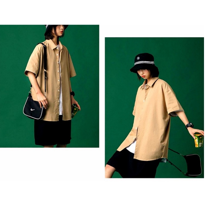 Áo sơ mi form rộng ngắn tay nam nữ unisex phong cách trẻ trung hàn quốc vải lụa mềm mịn mát- MRN02