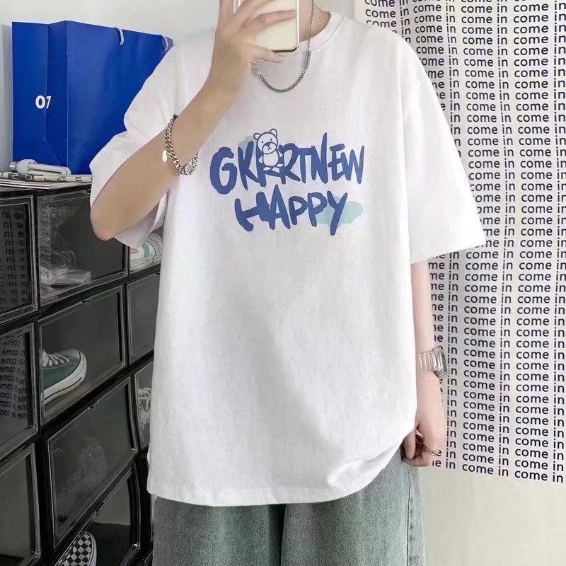 Áo Thun Tay Ngắn Dáng Rộng In Chữ Phong Cách Hip Hop Nhật Bản Thời Trang Cho Nam Cỡ Lớn M-8XL