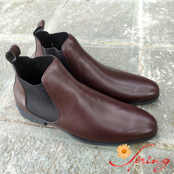 Giày Boot Nam Tăng Chiều Cao Cao Cấp Chelsea Boot màu nâu