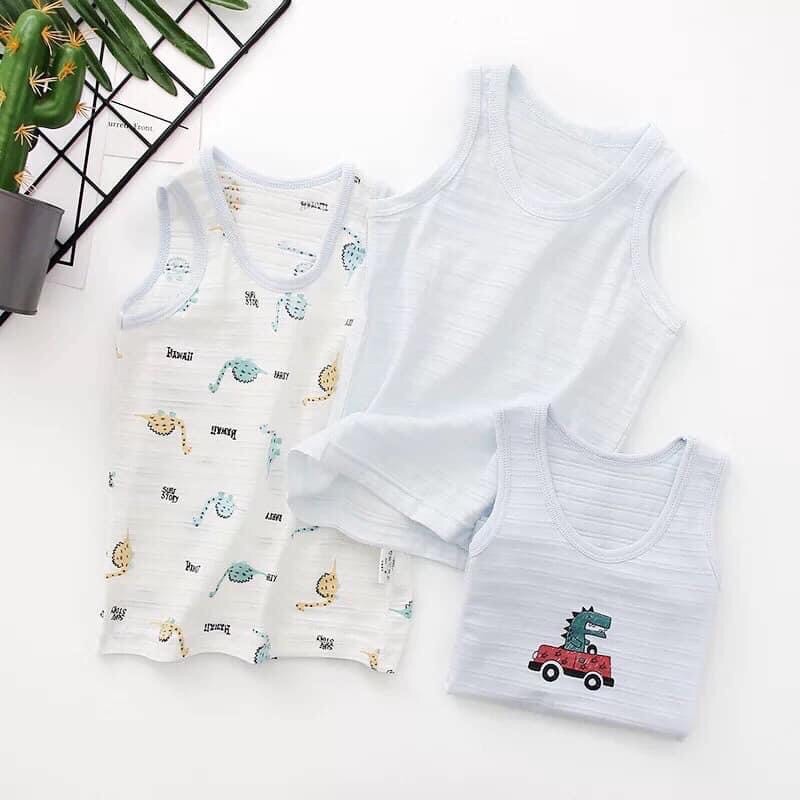 Set 3 áo ba lỗ cotton tre xuất nhật cho bé