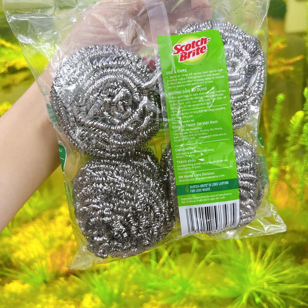 Combo 4 Miếng cọ rửa xoong nồi Inox Scotch Brite 3M bền chắc, không gãy vụn, độ bền cao tiện dụng