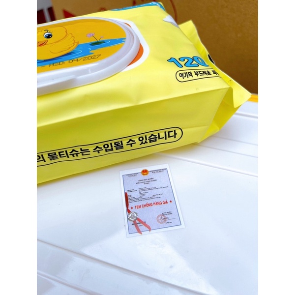 [HCM] [TẶNG THÙNG] Thùng 10 gói (120 tờ) khăn giấy ướt vịt vàng Phú Đạt kháng khuẩn