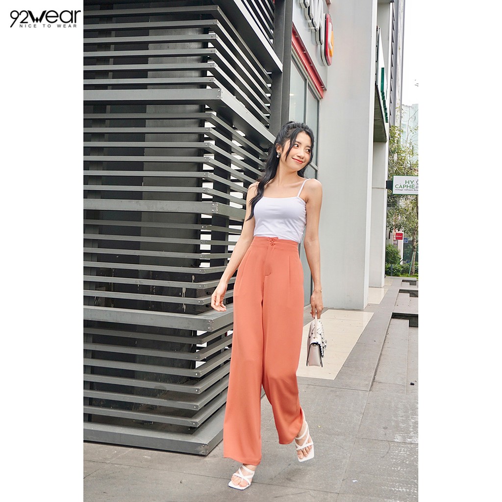 Quần tây nữ ống rộng 92WEAR thoải mái phù hợp công sở đi tiệc QAW0823