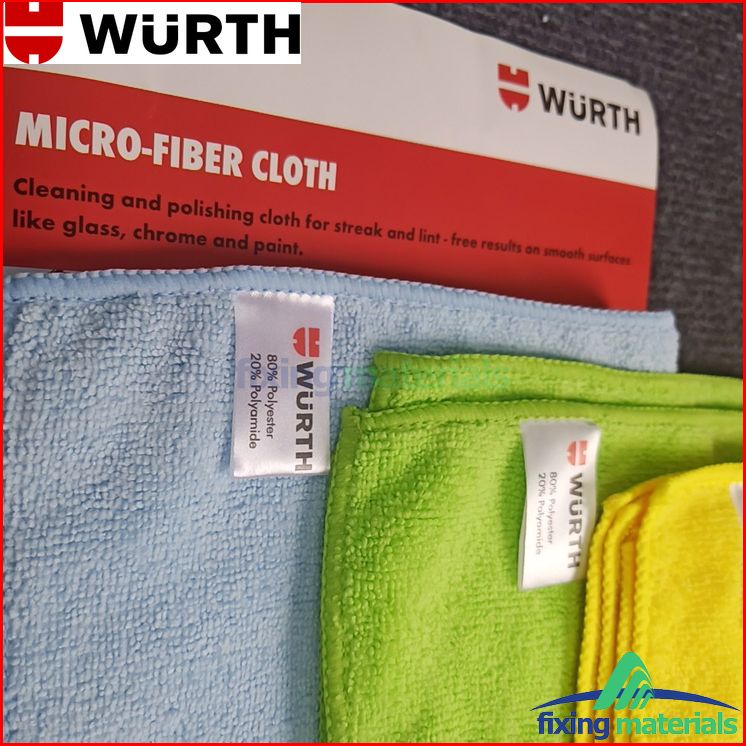 KHĂN LAU XE SIÊU MỀM WURTH MICROFIBER CLOTH 40X40CM MÀU XANH/VÀNG/ĐỎ