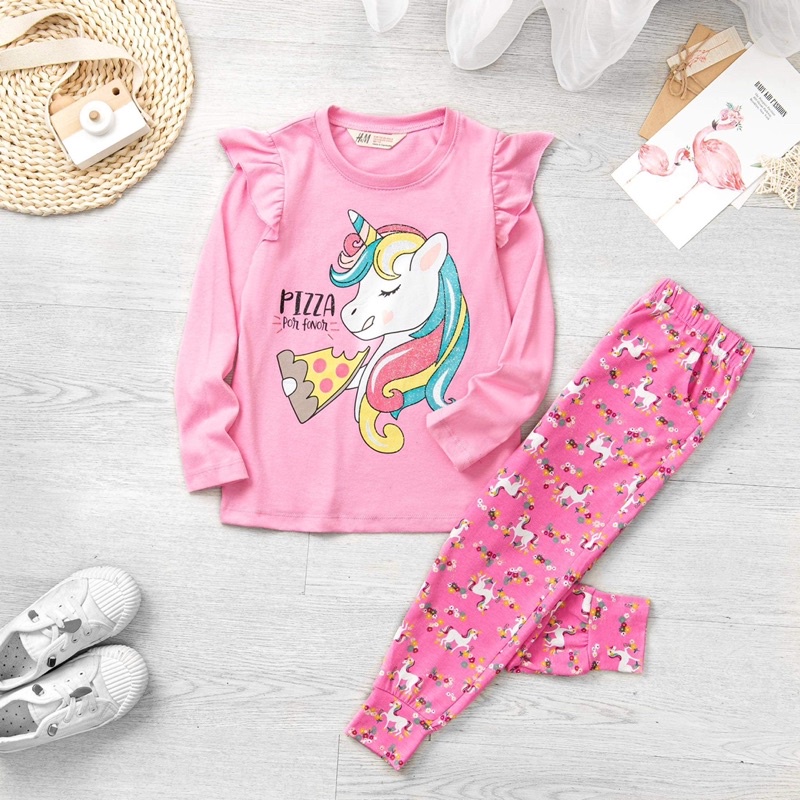 Bộ dài tay bé gái Janeshop, Set quần áo cotton size đại bèo vai cực xinh 18-40kg