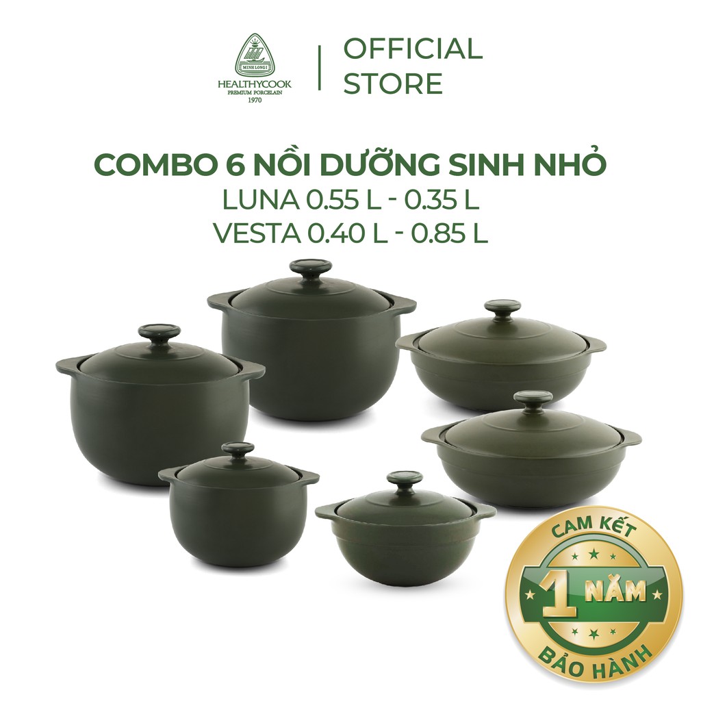 Bộ 6 nồi sứ dưỡng sinh Minh Long (0.35L/0.55L - 0.4L/0.85L)